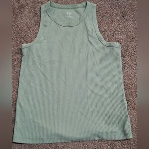 Sleeveless Ribbed Green Top